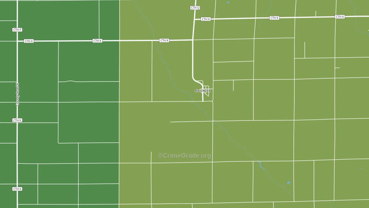 Riplinger, WI Map of Vehicle Theft Rates