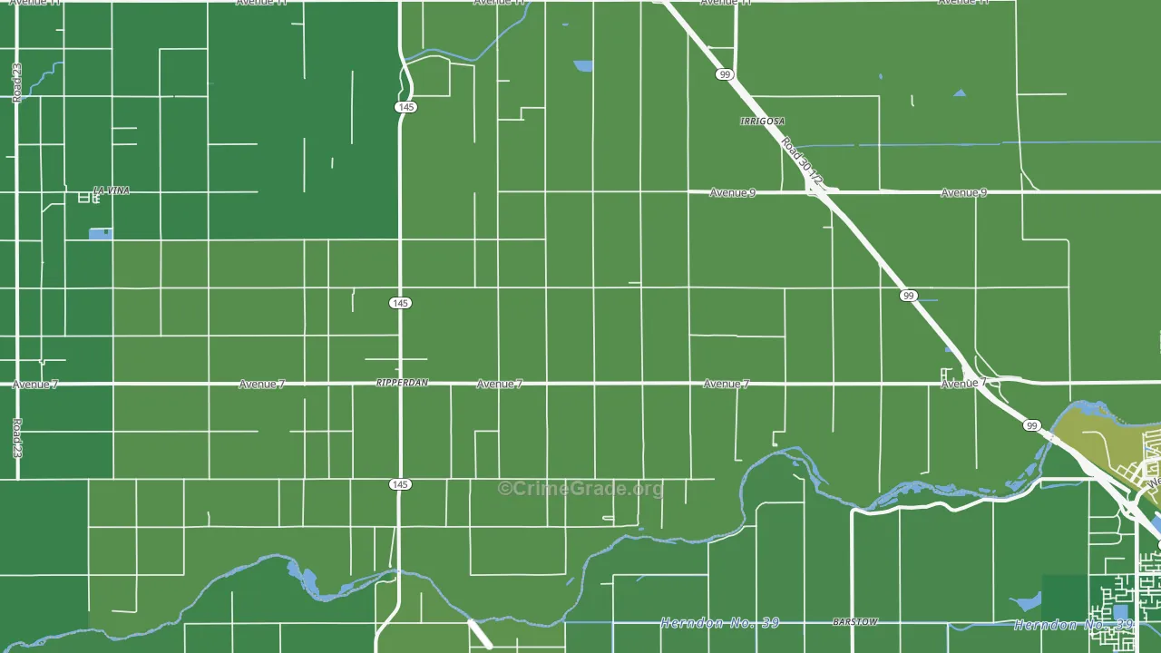 Ripperdan, CA Map of Vehicle Theft Rates