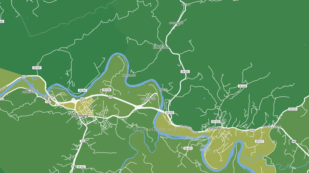 Ripplemead, VA Map of Vehicle Theft Rates