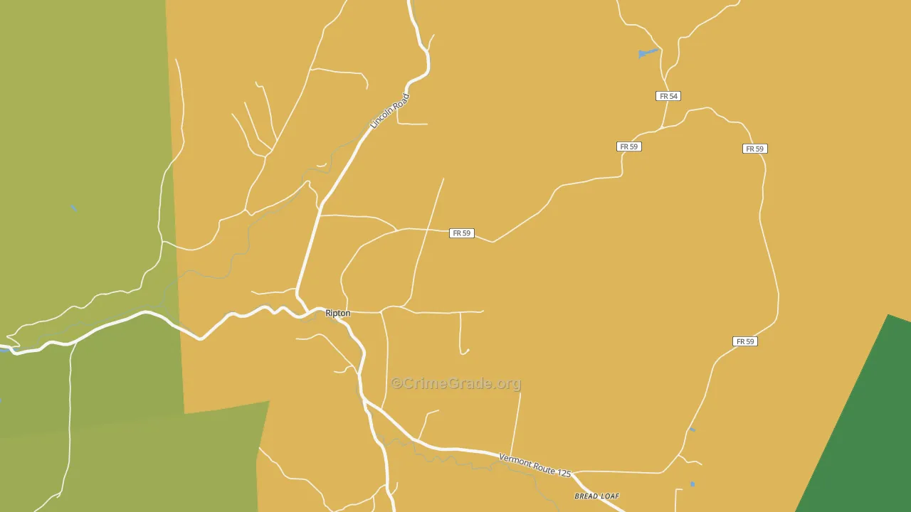 Ripton, VT Map of Vehicle Theft Rates