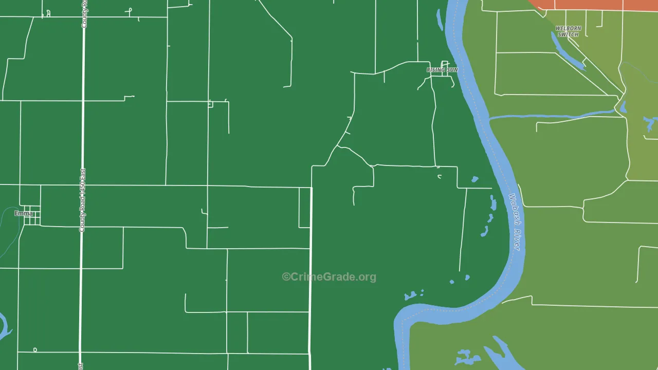 Rising Sun, IL Map of Vehicle Theft Rates