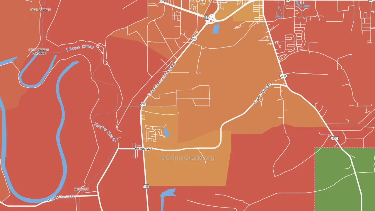 Rising Sun, MS Map of Vehicle Theft Rates