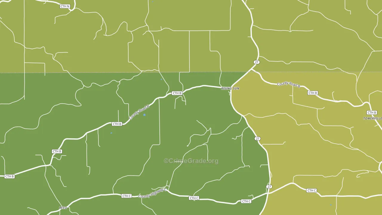 Rising Sun, WI Map of Vehicle Theft Rates