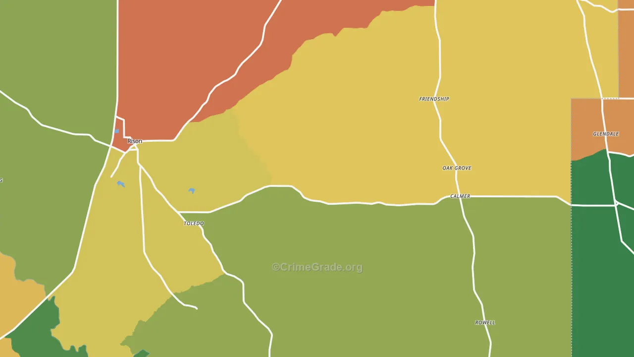 Rison, AR Map of Vehicle Theft Rates