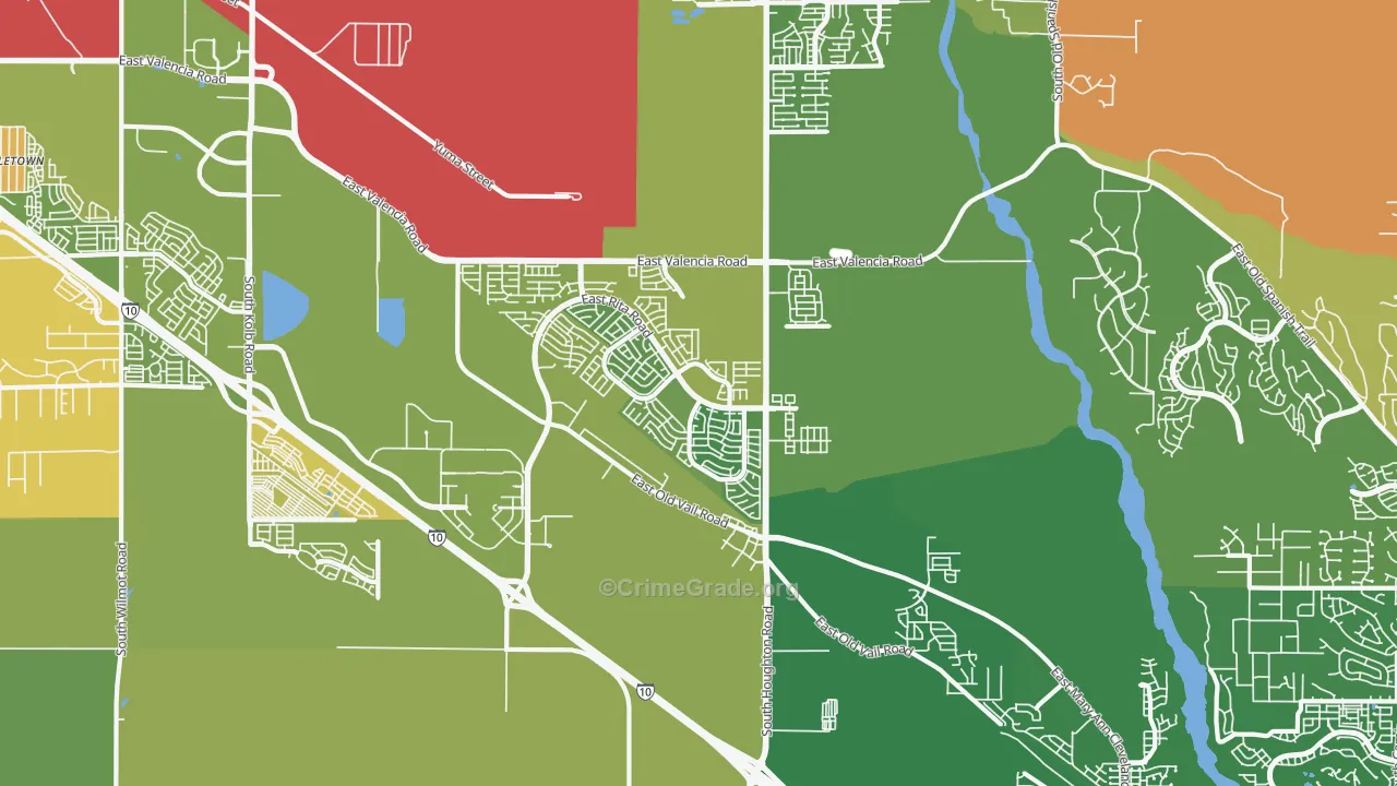 Rita Ranch, Tucson, AZ Map of Vehicle Theft Rates