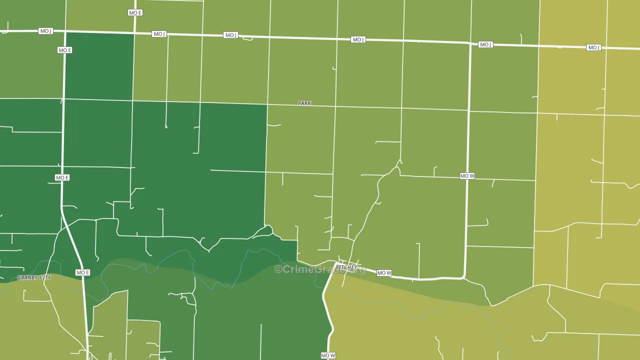 Ritchey, MO Map of Vehicle Theft Rates