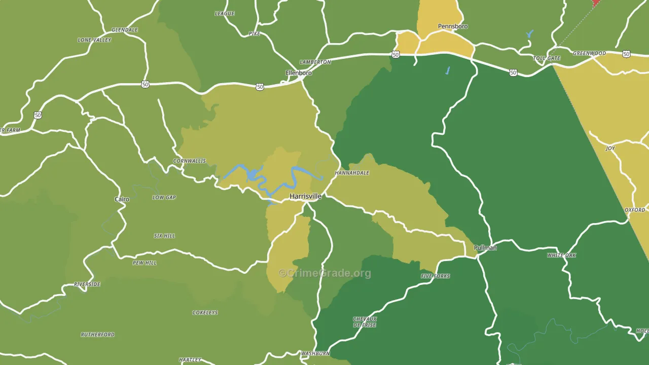 Ritchie County, WV Map of Vehicle Theft Rates