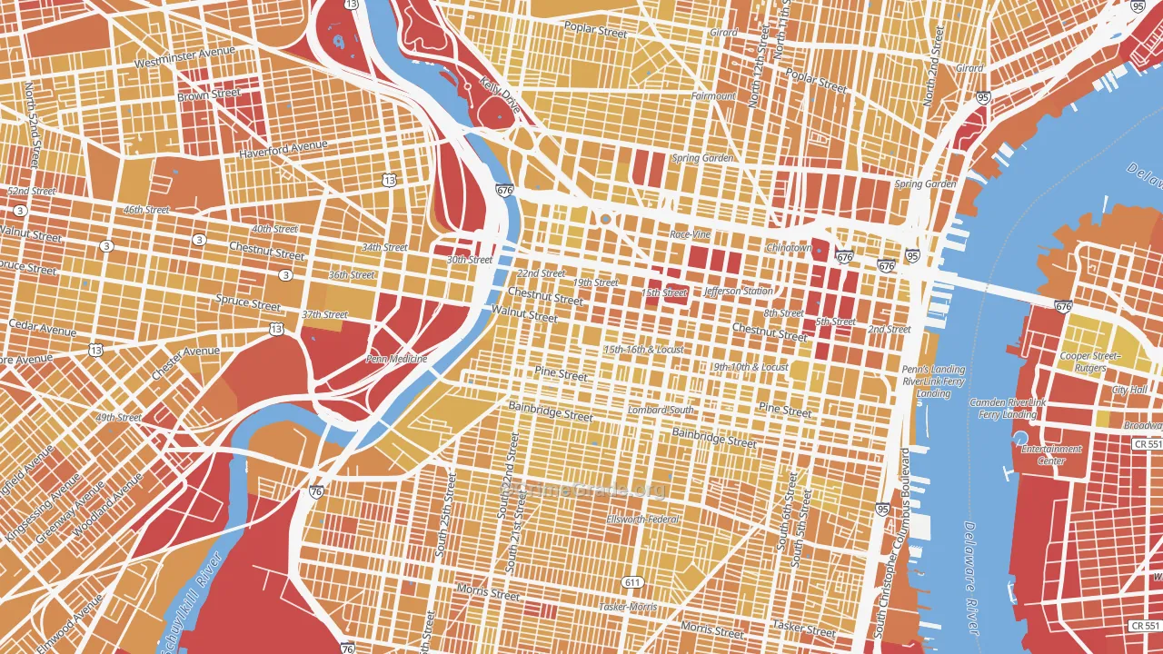 Rittenhouse Square, Philadelphia, PA Map of Vehicle Theft Rates