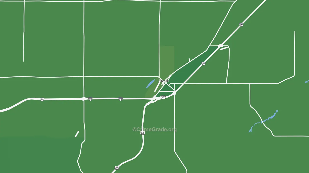Ritzville, WA Map of Vehicle Theft Rates