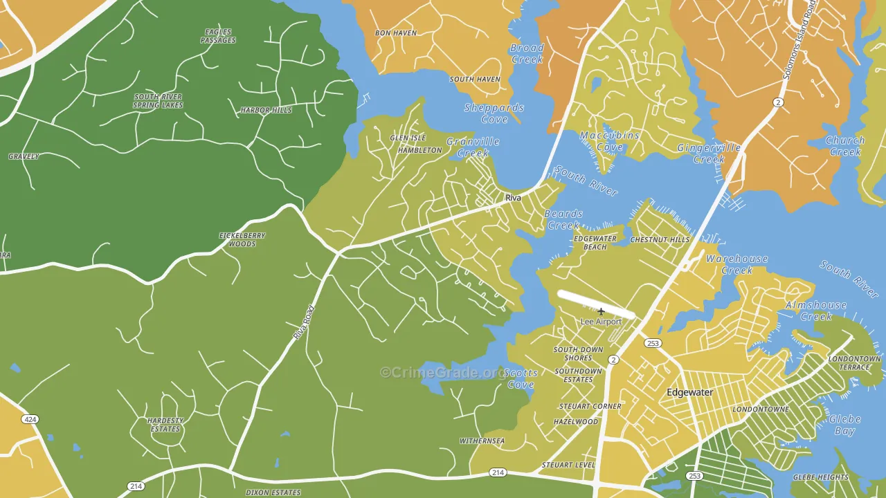 Riva, MD Map of Vehicle Theft Rates