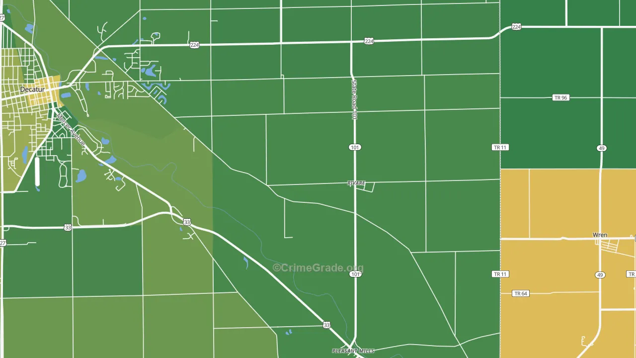 Rivare, IN Map of Vehicle Theft Rates