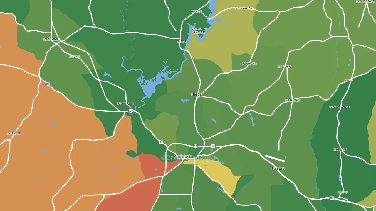 River Falls, AL Map of Vehicle Theft Rates