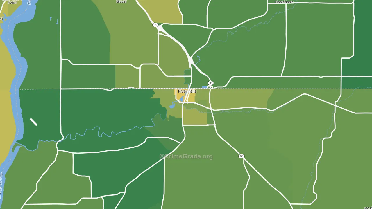 River Falls, WI Map of Vehicle Theft Rates