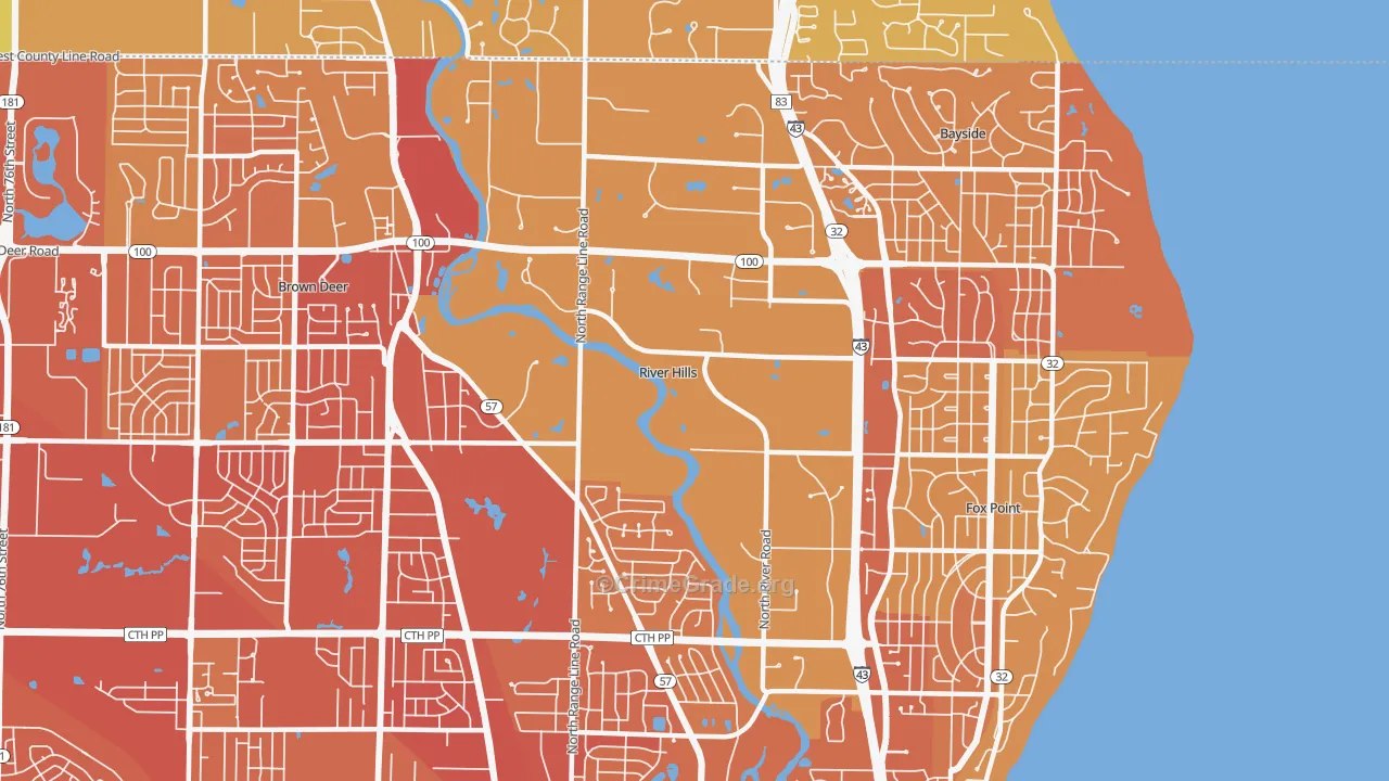 River Hills, WI Map of Vehicle Theft Rates