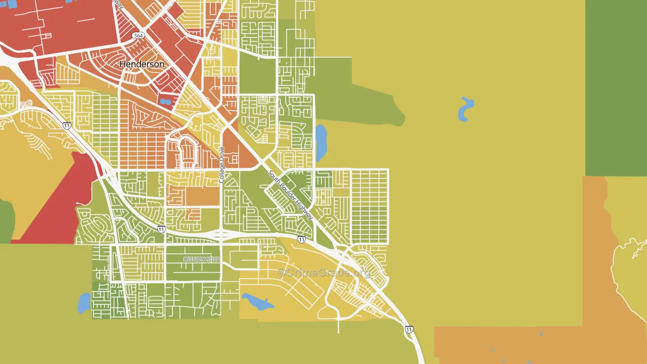 River Mountain, Henderson, NV Map of Vehicle Theft Rates