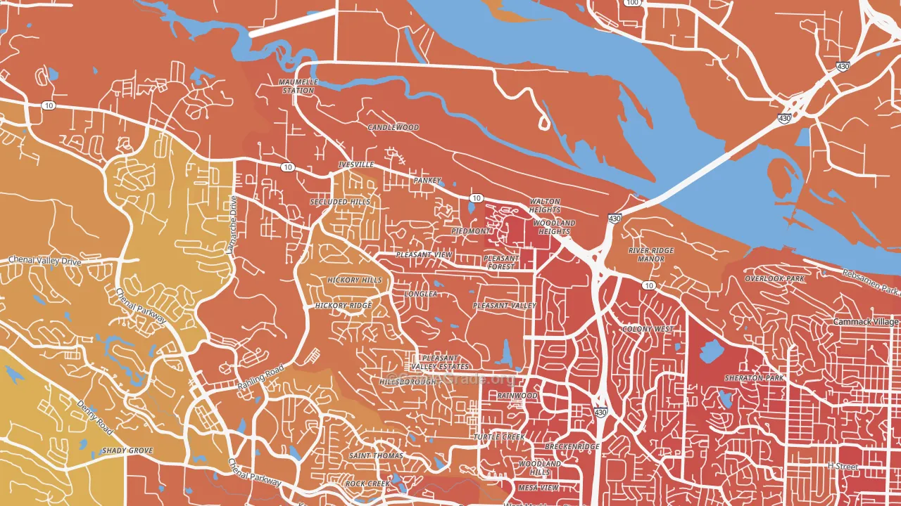 River Mountain, Little Rock, AR Map of Vehicle Theft Rates