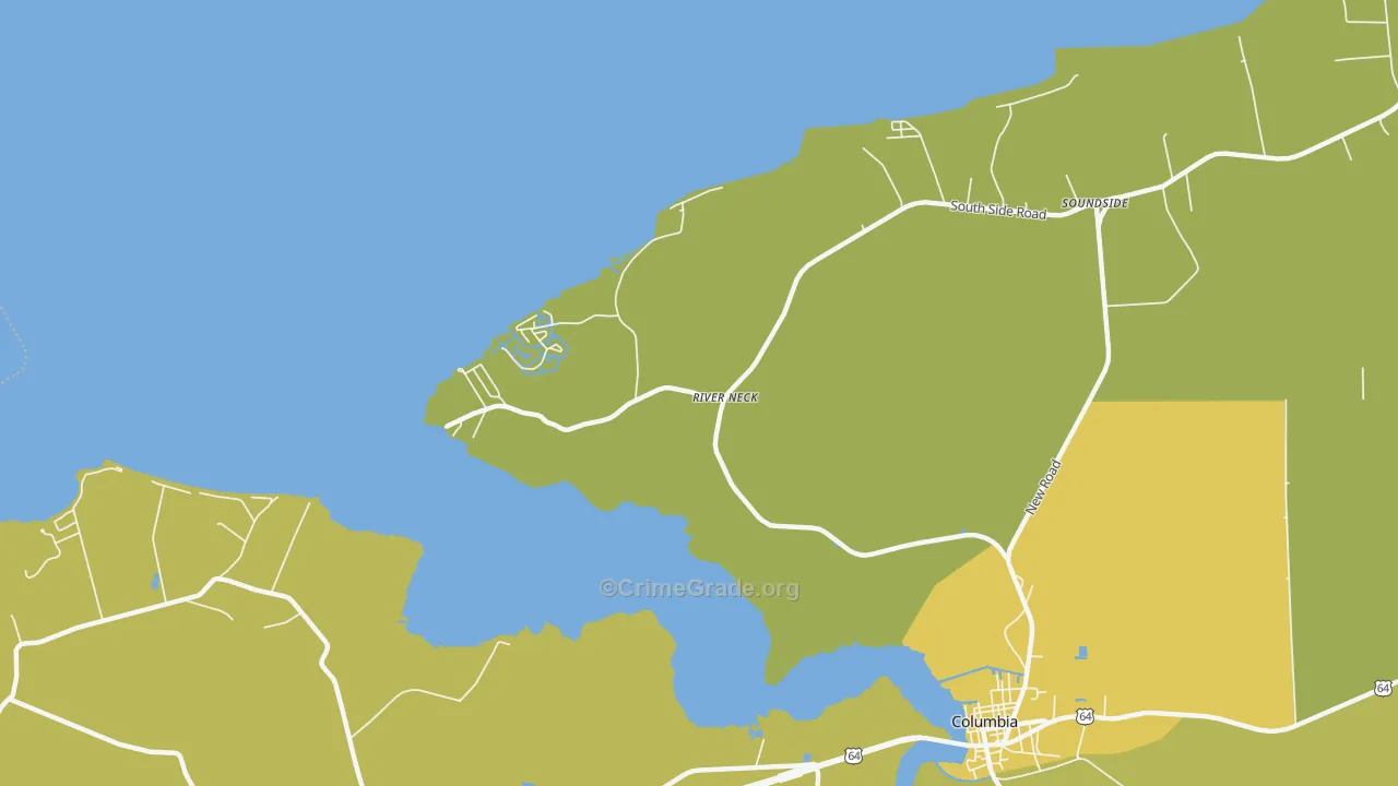 River Neck, NC Map of Vehicle Theft Rates