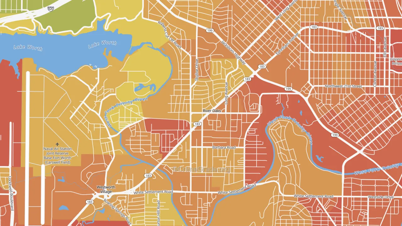 River Oaks, TX Map of Vehicle Theft Rates