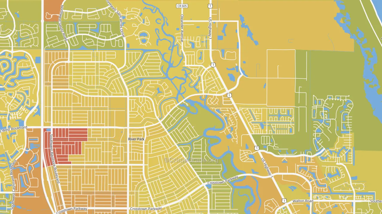 River Park, Port St. Lucie, FL Map of Vehicle Theft Rates