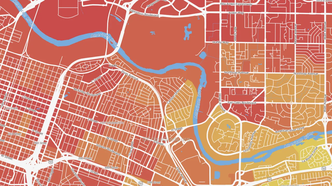 River Park, Sacramento, CA Map of Vehicle Theft Rates