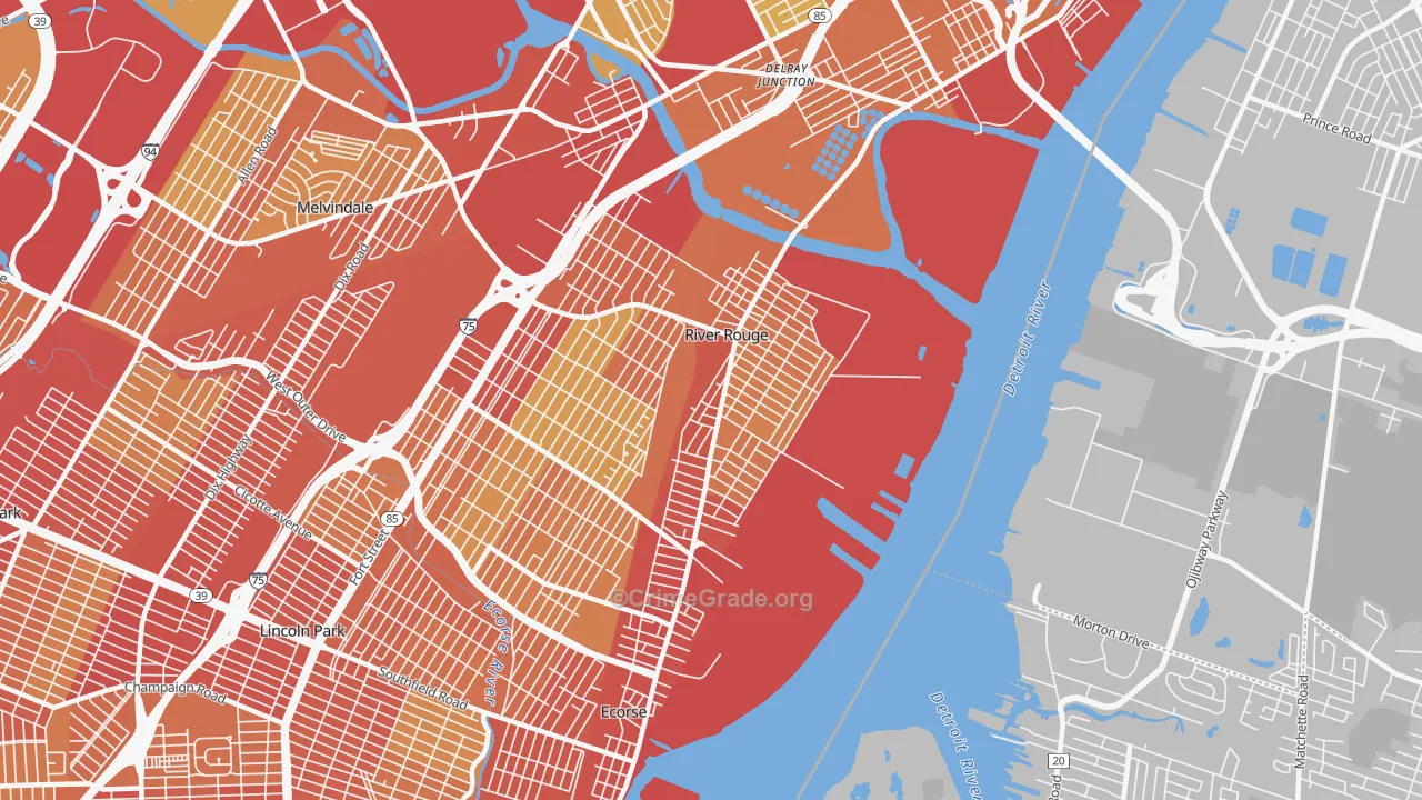 River Rouge, MI Map of Vehicle Theft Rates