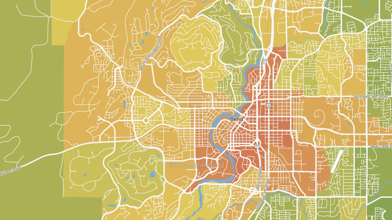 River West, Bend, OR Map of Vehicle Theft Rates