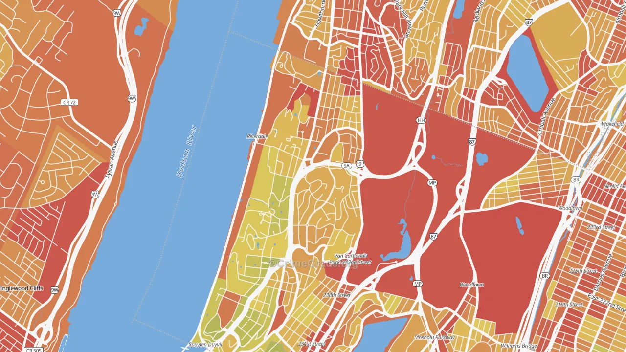 Riverdale, Bronx, NY Map of Vehicle Theft Rates