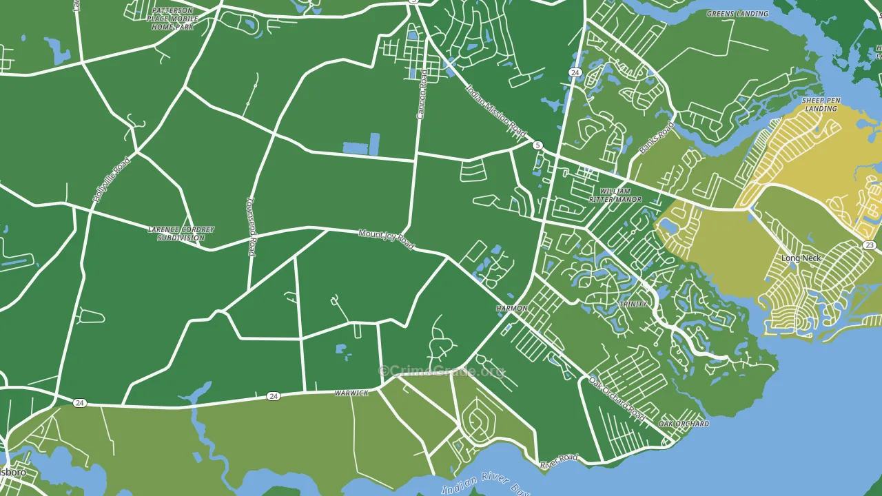 Riverdale, DE Map of Vehicle Theft Rates