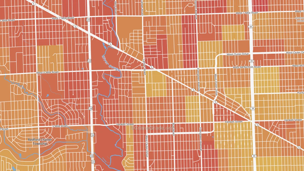 Riverdale, Detroit, MI Map of Vehicle Theft Rates
