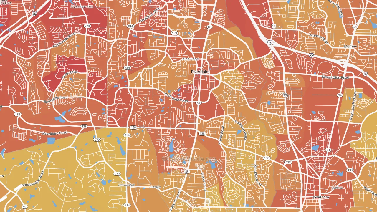 Riverdale, GA Map of Vehicle Theft Rates