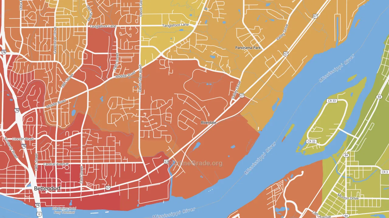 Riverdale, IA Map of Vehicle Theft Rates