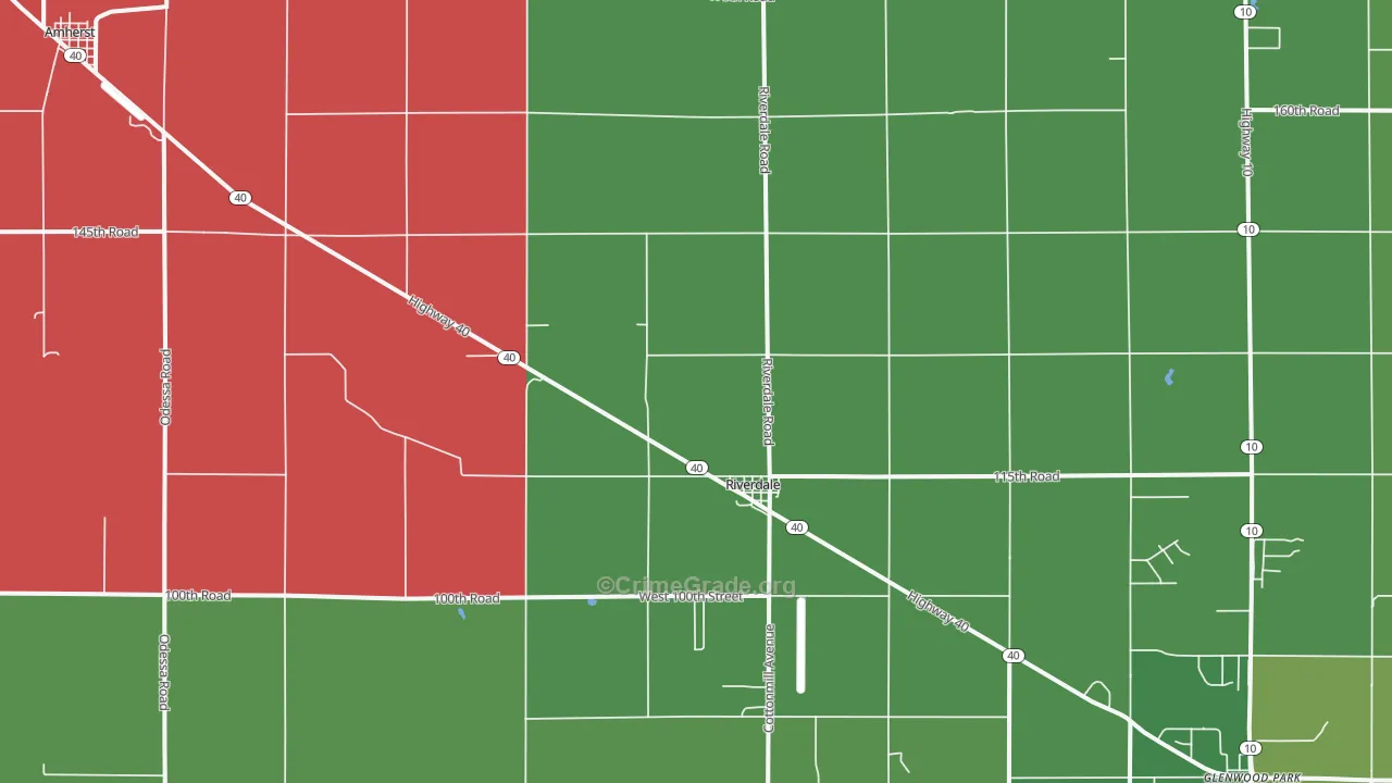 Riverdale, NE Map of Vehicle Theft Rates
