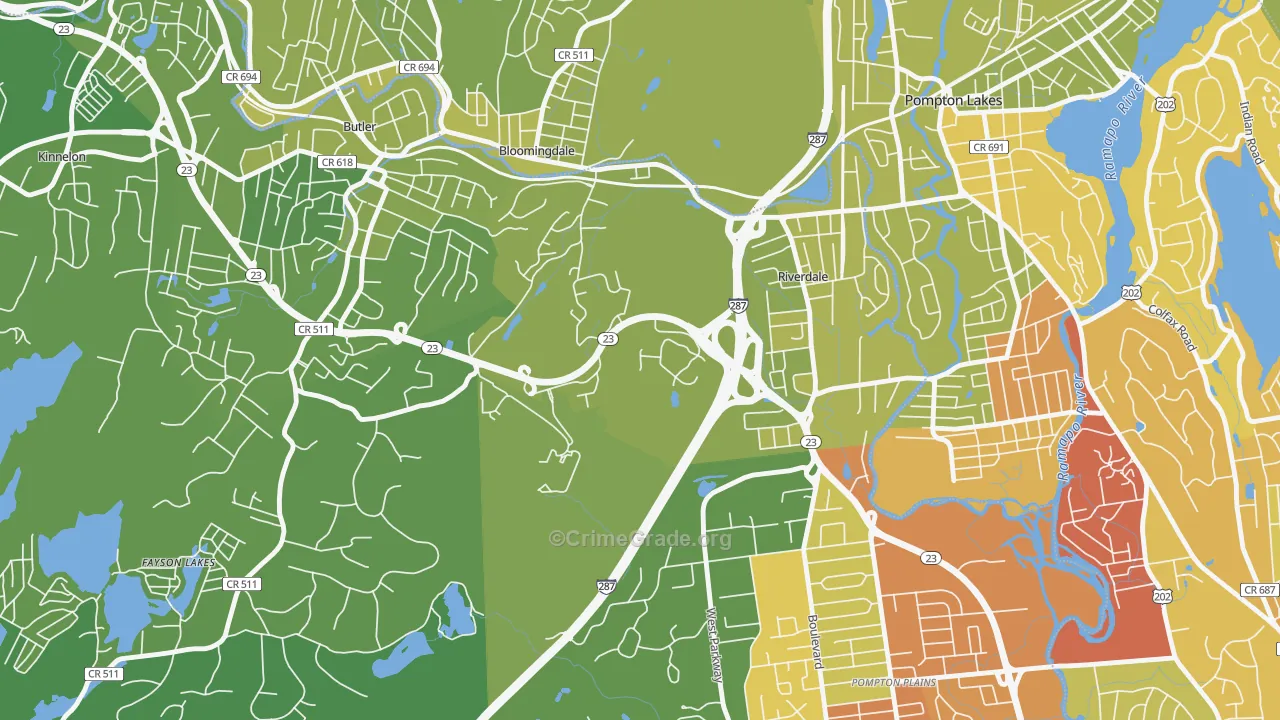 Riverdale, NJ Map of Vehicle Theft Rates