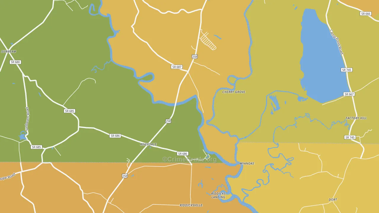 Riverdale, VA Map of Vehicle Theft Rates