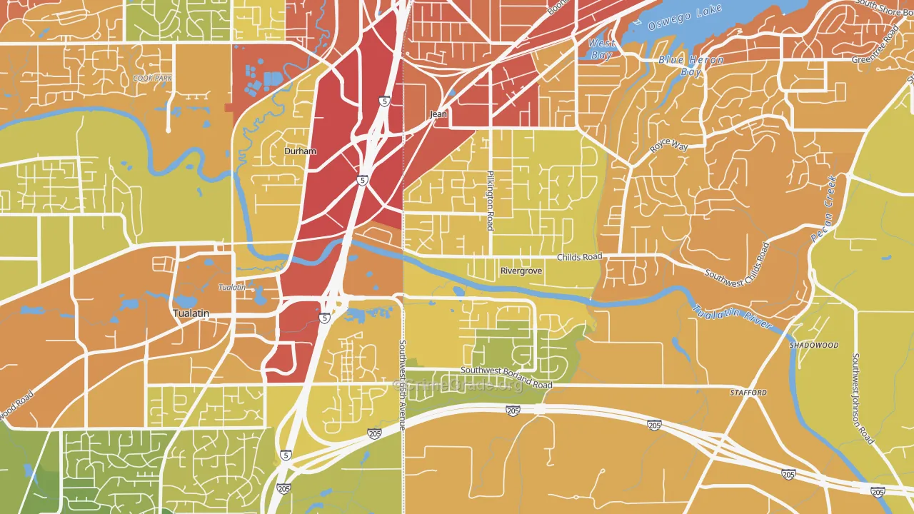 Rivergrove, OR Map of Vehicle Theft Rates