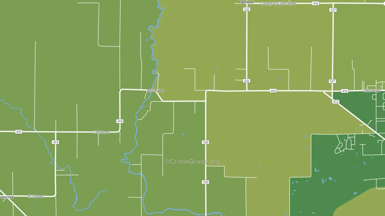 Riverland, MI Map of Vehicle Theft Rates