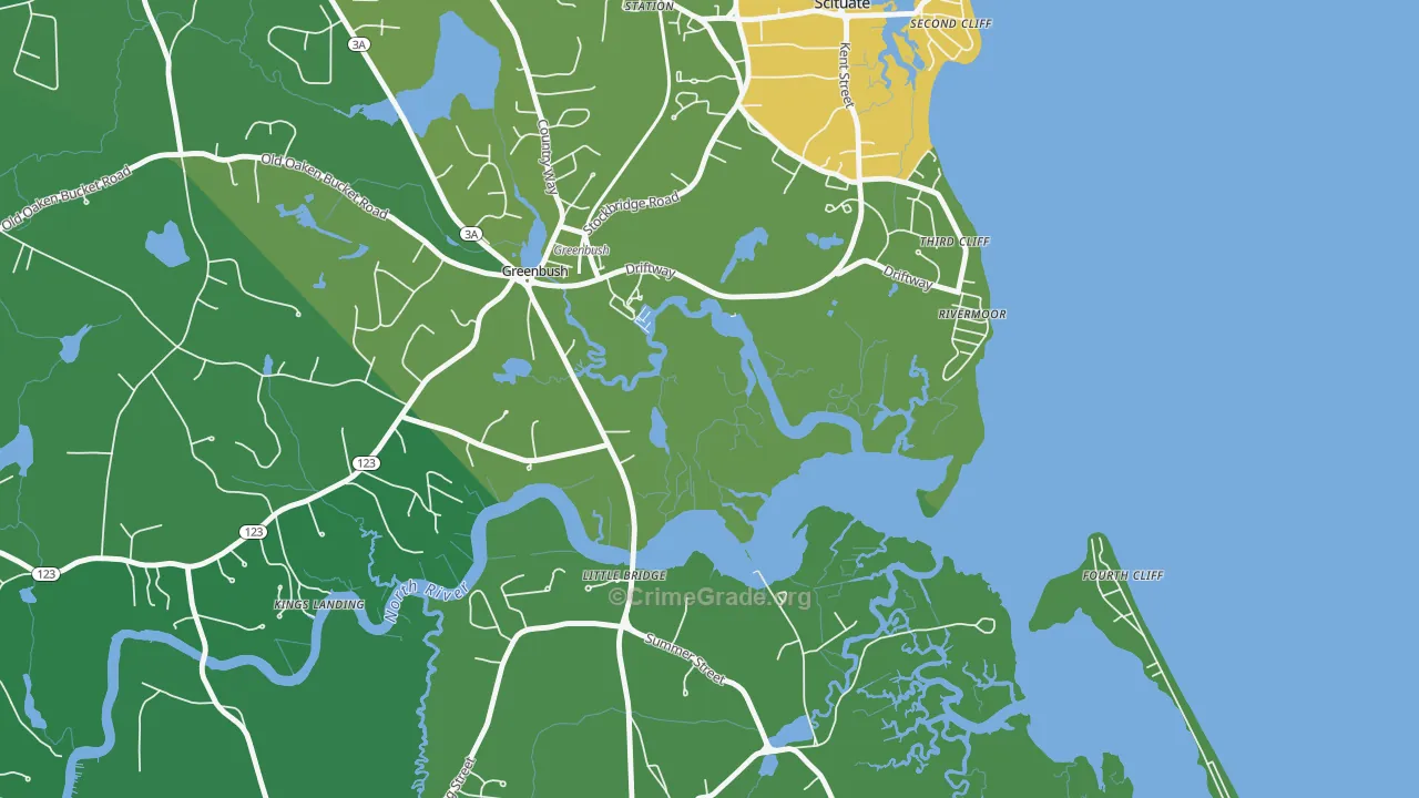 Rivermoor, MA Map of Vehicle Theft Rates