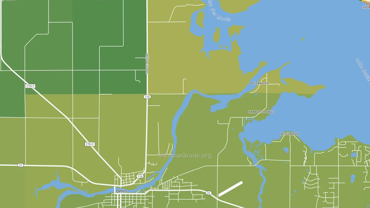 Rivermoor, WI Map of Vehicle Theft Rates