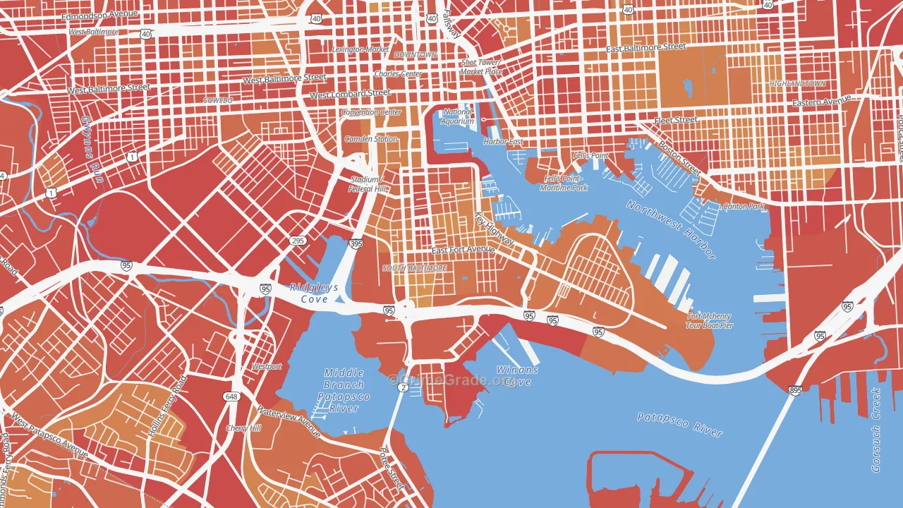 Riverside, Baltimore, MD Map of Vehicle Theft Rates