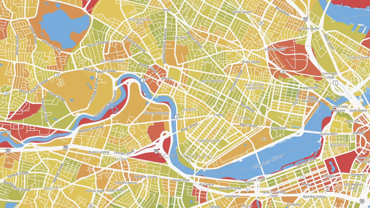 Riverside, Cambridge, MA Map of Vehicle Theft Rates