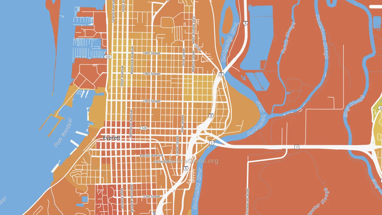 Riverside-Everett, Everett, WA Map of Vehicle Theft Rates