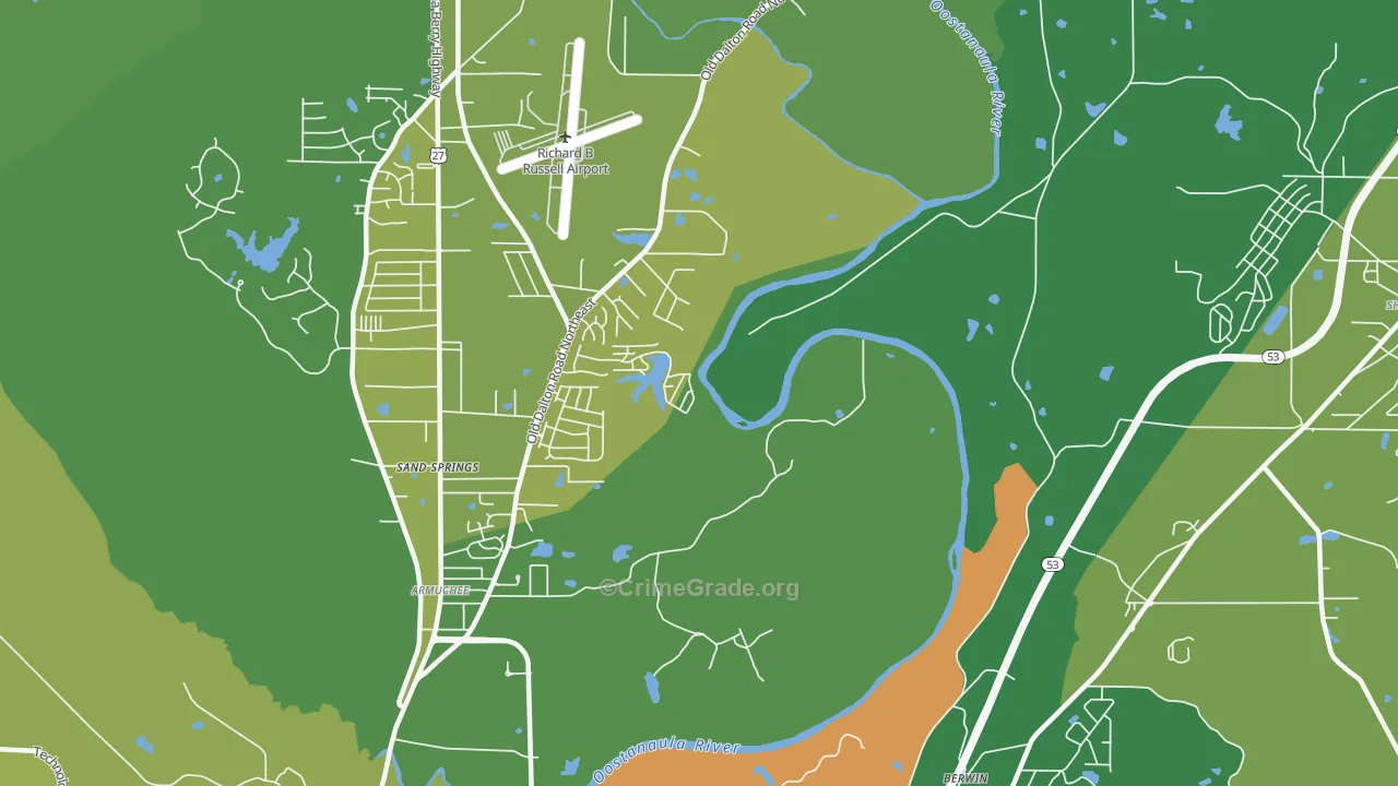 Riverside, GA Map of Vehicle Theft Rates
