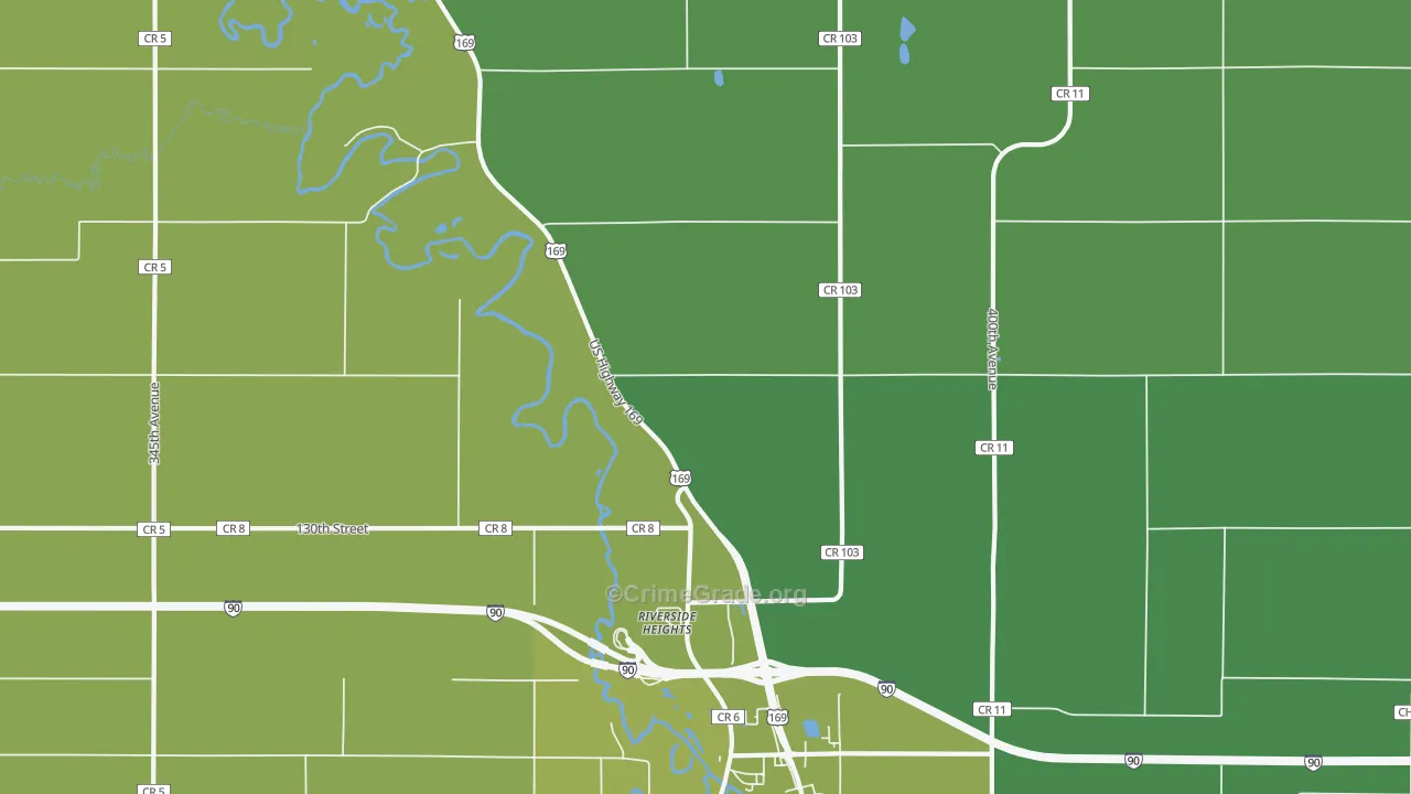 Riverside Heights, MN Map of Vehicle Theft Rates