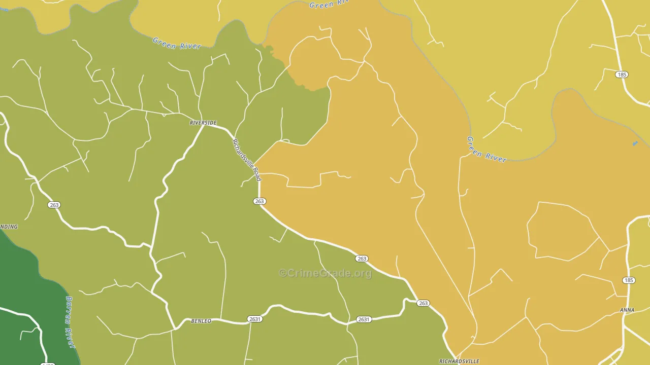 Riverside, KY Map of Vehicle Theft Rates