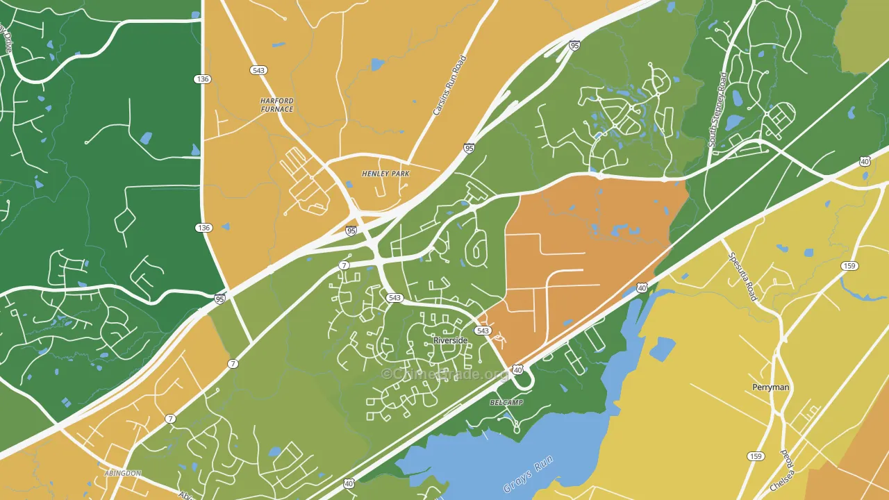Riverside, MD Map of Vehicle Theft Rates