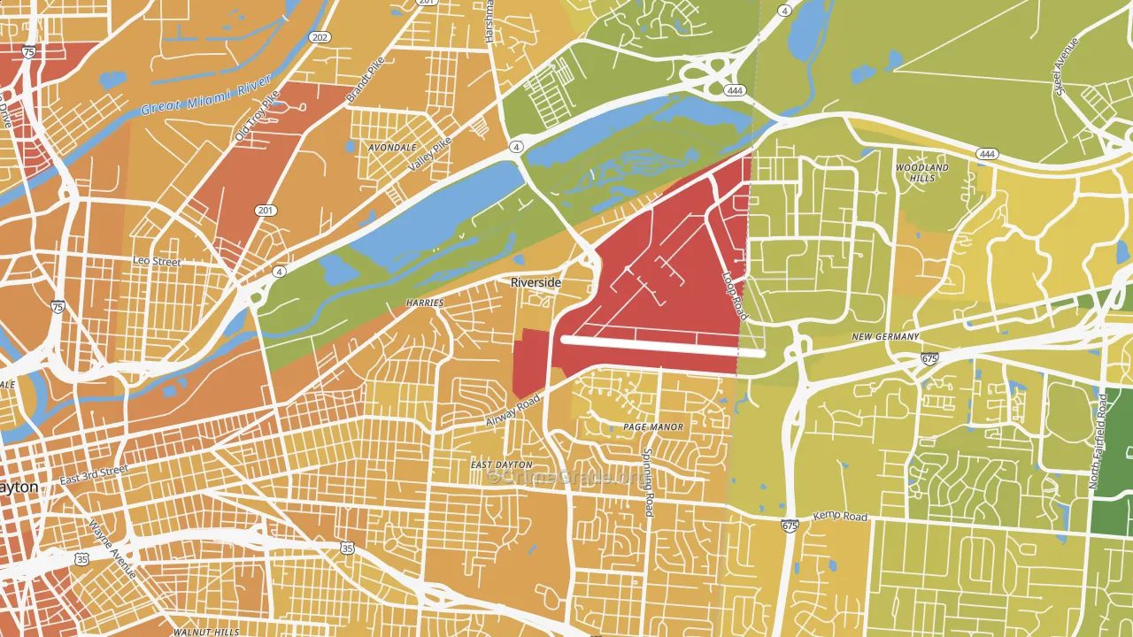 Riverside, OH Map of Vehicle Theft Rates
