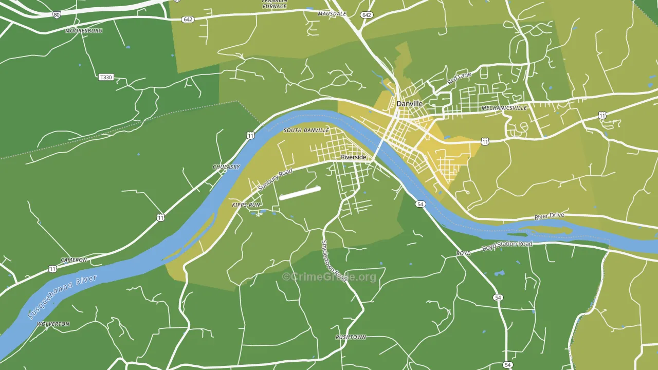 Riverside, PA Map of Vehicle Theft Rates