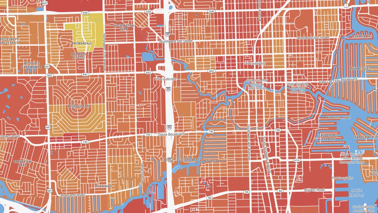 Riverside Park, Fort Lauderdale, FL Map of Vehicle Theft Rates
