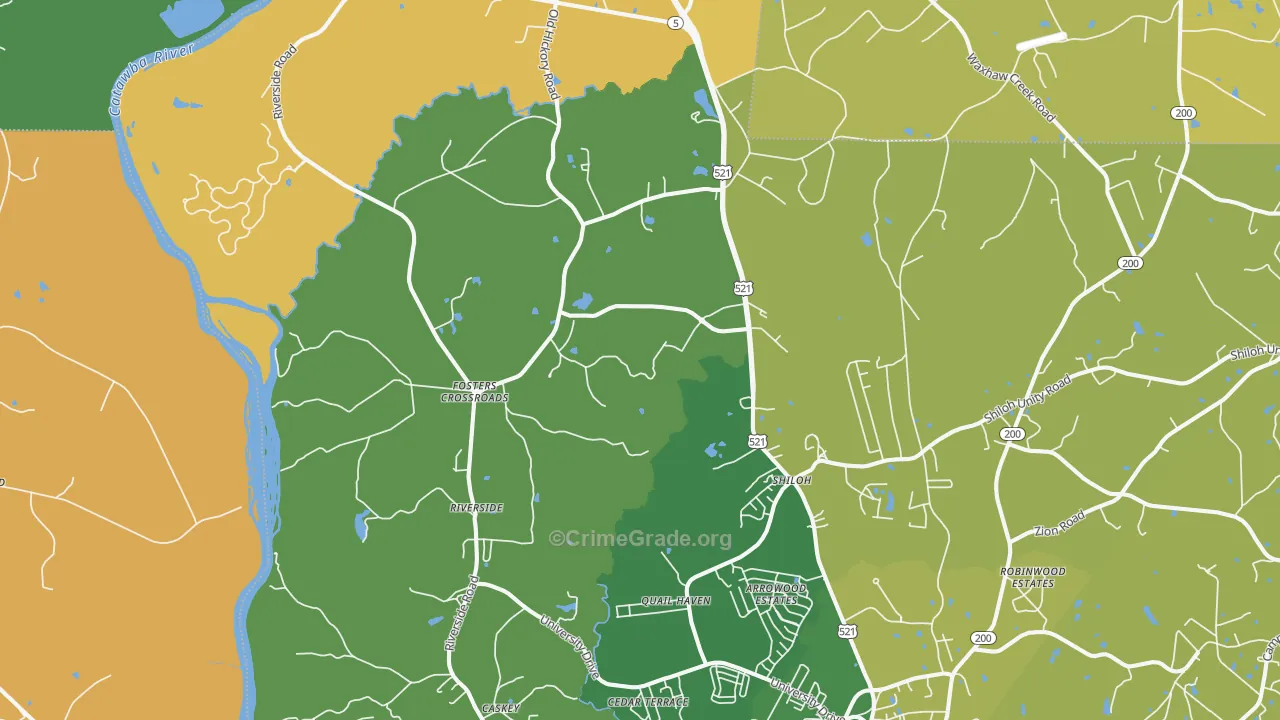 Riverside, SC Map of Vehicle Theft Rates