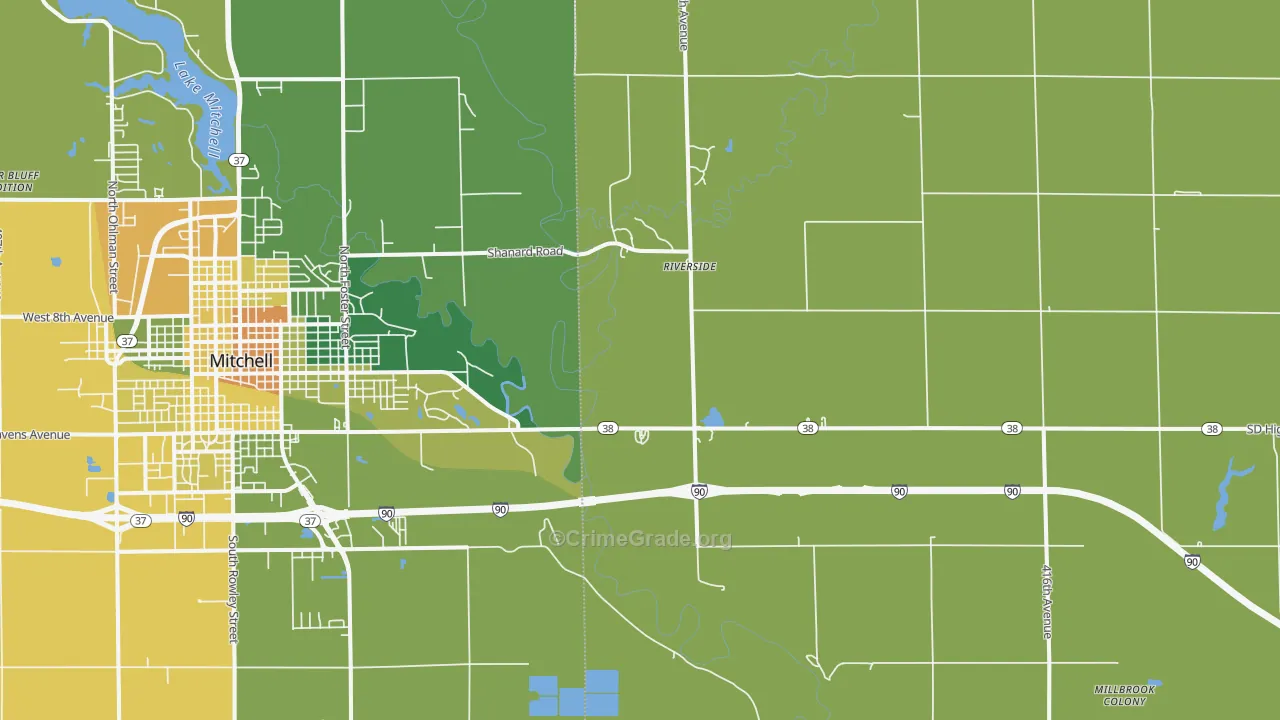 Riverside, SD Map of Vehicle Theft Rates